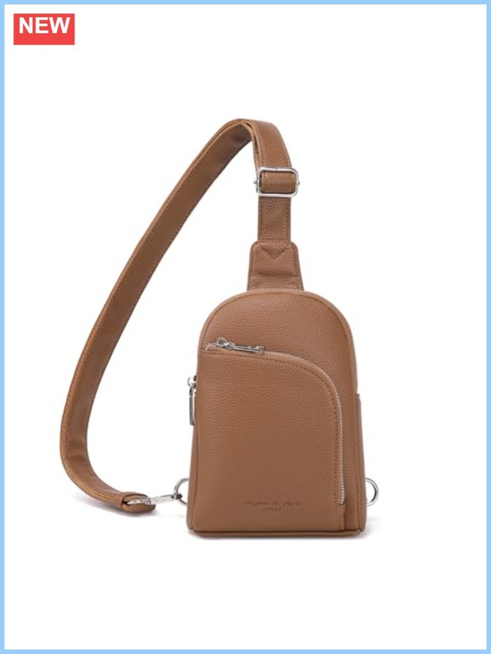 Small Vegan Leather Crossbody Bag RFID Blocking 2 Zip Pockets 8 Card Slots